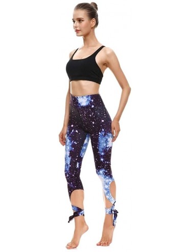 Sets Women's Casual Sports Fitness Running High Waist Print Ballet Strappy Yoga Pants - Navy - CJ198UK5S76 $28.63