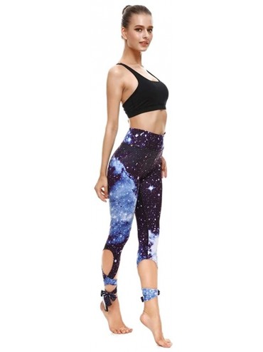 Sets Women's Casual Sports Fitness Running High Waist Print Ballet Strappy Yoga Pants - Navy - CJ198UK5S76 $28.63