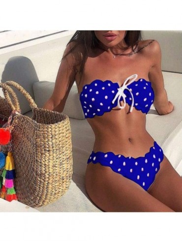 Sets Women Two Piece Sexy Backless Casual Swimwear Set (S-L) - Blue - CO193EH0M2O $16.73