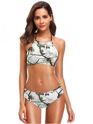 Sets White Realtree Camo Women Halter Two Piece Bikini Swimwear Vintage Swimsuit - Black - C218UKRRYQ7 $56.35