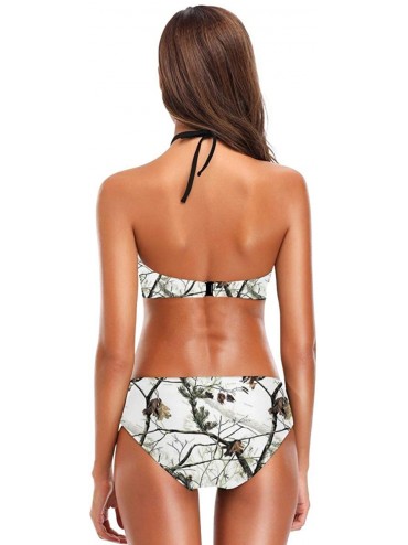 Sets White Realtree Camo Women Halter Two Piece Bikini Swimwear Vintage Swimsuit - Black - C218UKRRYQ7 $24.79