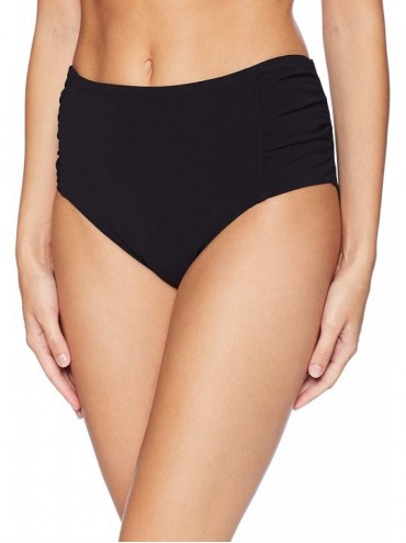 Tankinis Women's High Waist Bikini Bottom with Side Ruching - Black - C818665GWOR $48.32