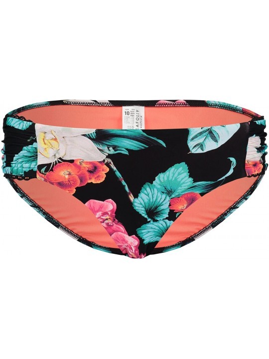 Tankinis Women's Ruched Side Retro Medium Coverage Bikini Bottom Swimsuit - Island Vibe Black - CA12O7N10G1 $38.64
