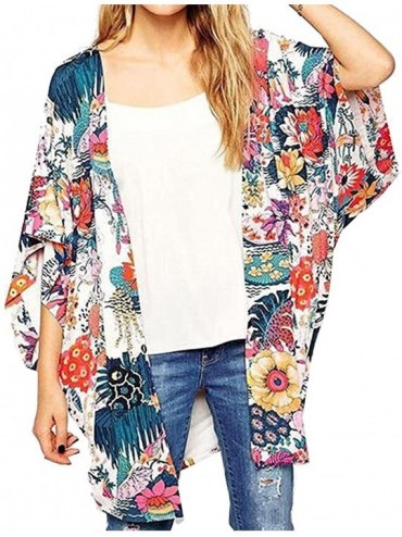 Cover-Ups Women's Cardigan-Sheer Kimono Loose Summer Floral Print Cover Ups - Type 6 - CM18I2SYQZI $28.64