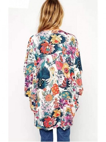 Cover-Ups Women's Cardigan-Sheer Kimono Loose Summer Floral Print Cover Ups - Type 6 - CM18I2SYQZI $15.48