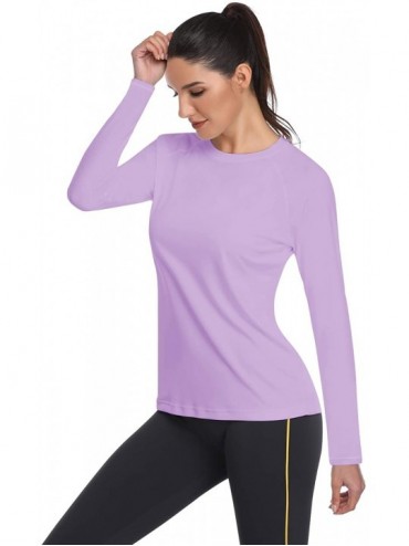 Cover-Ups Women's UPF 50+ Sun Protection Long/Short Sleeve Outdoor T Shirt Athletic Top Rashguards No Thumbhole light Purple ...