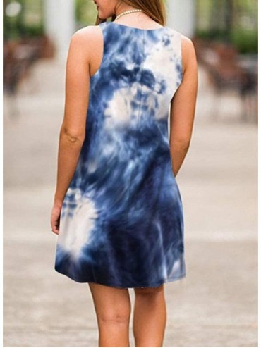 Cover-Ups Womens Cute Tie Dye Tank Dress Summer Sleeveless V Neck Sundresses for Women Casual with Pockets - Color3 - CE19077...