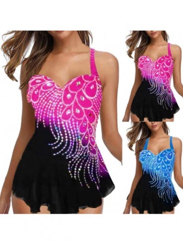 One-Pieces Plus Size Swimsuits for Women Two Piece Halter Tankini Set Swimwear Twist Front Beachwear Bathing Suit - Y01-pink ...