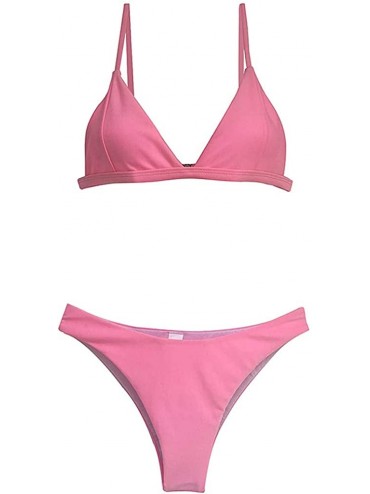 Cover-Ups Sexy Womens High Waist Bandage Bikini Set Swimwear Beach Swimsuit - C-pink - CD195888ZMI $8.72