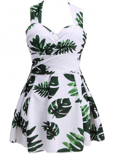 One-Pieces Women's Elegant Crossover One Piece Swimdress Floral Skirted Swimsuit(FBA) - Floral 70 - CS18YYS8DSW $31.68