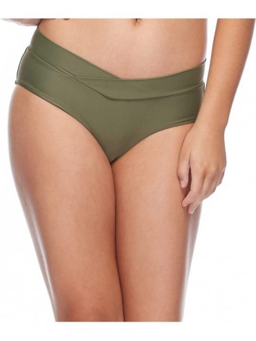 Tankinis Women's Smoothies Nuevo Retro Solid High Rise Bikini Bottom Swimsuit - Smoothie Cactus - C018Z04ZL95 $84.26