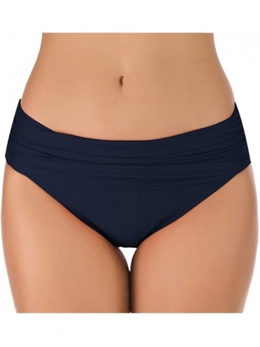 Tankinis Women's Ultra High Waist Bikini Bottoms Shape Control Ruched Swim Shorts Swimsuit Bottoms - Dark Blue - CY18W7IW765 ...