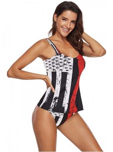 Sets Women 2-Pieces Bikini Sets Star Flag Halter Swimsuits Swimwear Beachwear - American Flag Firefighter - CS18USYN5Z6 $22.32