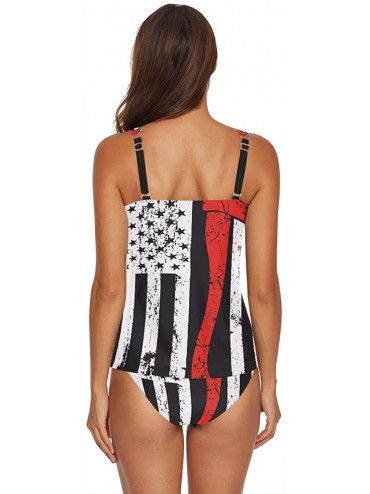 Sets Women 2-Pieces Bikini Sets Star Flag Halter Swimsuits Swimwear Beachwear - American Flag Firefighter - CS18USYN5Z6 $22.32