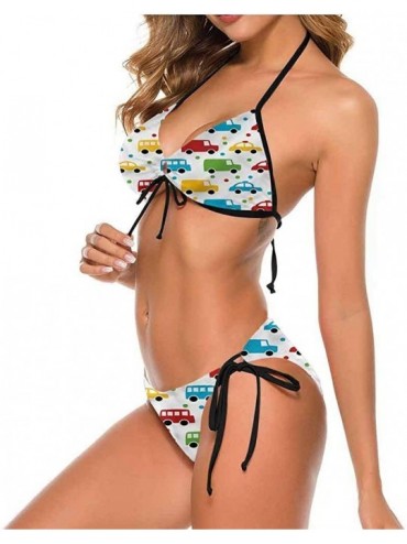 Bottoms Triangle Bikini Sets Cars- Traditional Old Race Car- Trendy- Sexy - Multi 15-two-piece Swimsuit - CR19E7DAA4D $38.77
