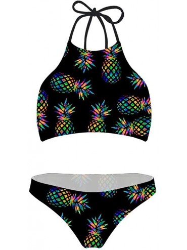 Sets Women Ethnic Tie Halter Padding Bikini 2 Piece Galaxy Swimsuit - Print 31 - CM18RQ7EWQE $45.34