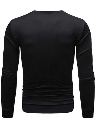 Rash Guards Men's T-Shirts Fashion Long Sleeved Round Neck Print Sweatshirt Shirts Pullover - Zd-black - CJ18W3HL095 $20.99