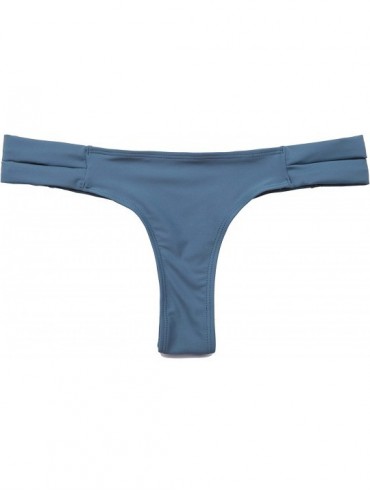 Tankinis Cheeky Bikini Bottoms Strappy Low Rise Brazilian Thong Swim Shorts for Women - Airy Blue - CY18EOT8TY7 $16.06