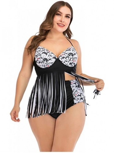 Rash Guards Plus Size Womens High-Waisted Bikini Set Two Pieces Beach Swimwear Bathing Suit Swimsuits - 01 Black - C6194E3W5I...