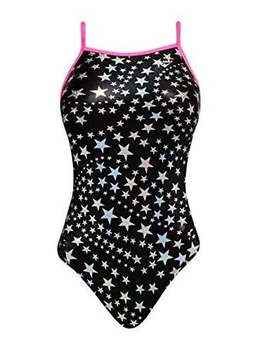 Racing Women's Wing Back Star Bright Foil Swimsuit - Black - C012F7EXH6T $79.66