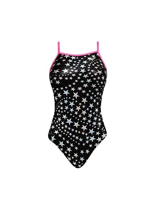 Racing Women's Wing Back Star Bright Foil Swimsuit - Black - C012F7EXH6T $26.85