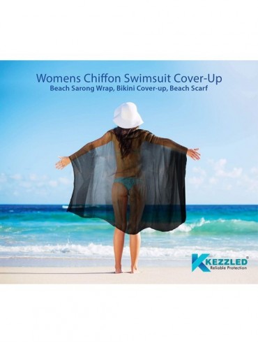 Cover-Ups Women Chiffon Swimsuit Cover-Up- Beach Sarong Wrap- Bikini Cover-up- Beach Scarf - Black - C618KZ90GU3 $10.95