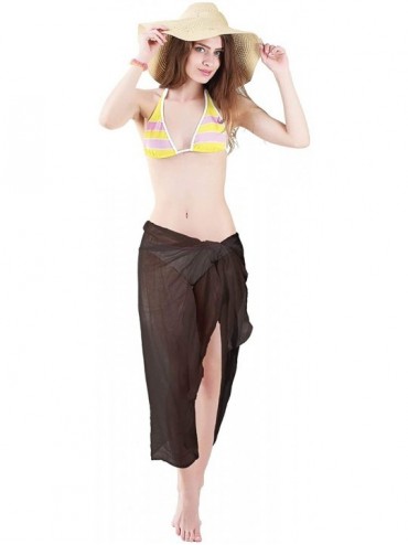 Cover-Ups Women Chiffon Swimsuit Cover-Up- Beach Sarong Wrap- Bikini Cover-up- Beach Scarf - Black - C618KZ90GU3 $10.95