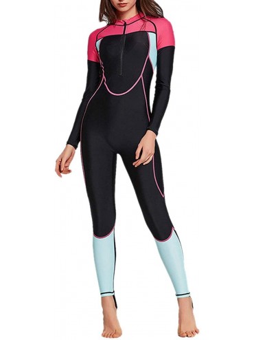 Rash Guards Women's Quick Dry One Piece Front Zip UV Protection Rashguard Suit - Rose - CY196AWZUW9 $72.04