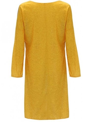 Bottoms Women's Patchwork Long Mini Dress Plus Size Loose Leopard Sleeve O-Neck - B-yellow - C318X7HQH24 $13.84