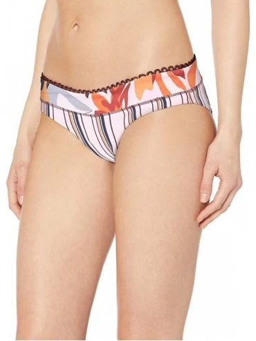 Bottoms Women's Bumpy Roads Reversible Signature Cut Bikini Bottom Swimsuit - Sepia Bumpy Roads Pink Stripe - CH18QCSSAAT $83.76