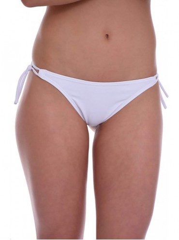 Tankinis Sexy Women's Bikini Bottom Thong Thin tie Side - Made in EU Lady Swimwear 100 - White - CL1950TTXMC $25.87