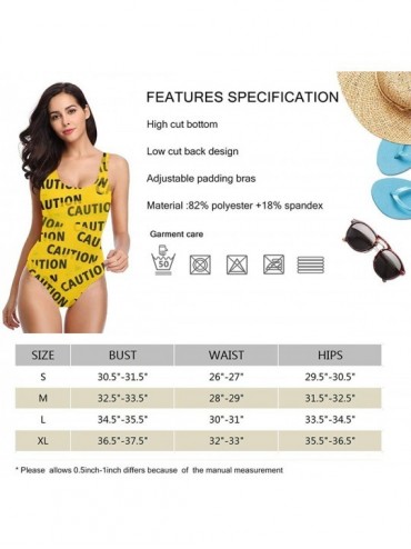 Racing Caution Tape Women's One Piece Swimwear High Cut Low Back Bathing Suit Soft Cup - White - CF18SQUKL5O $24.46