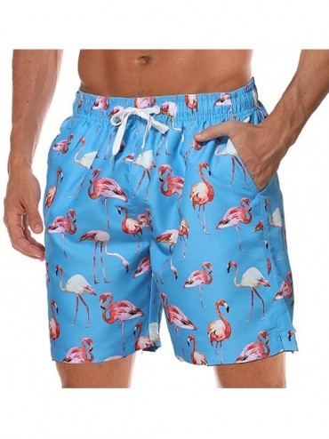 Trunks Men's Swim Trunks Quick Dry Swim Shorts with Mesh Lining Swimwear Bathing Suits - K-blue Flamingo - C018UDL6RCS $9.73