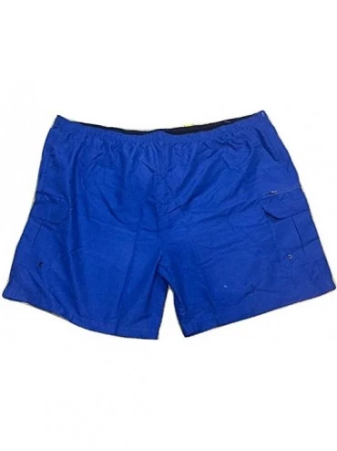 Trunks Big and Tall Solid Cargo Swim Trunks to 8X in Blue and Black with Extra Zipper Pocket - Midnight Blue - CP19388A65G $7...