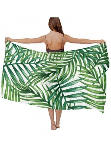 Cover-Ups Women Fahion Swimsuit Bikini Cover Up Sarong- Party Wedding Shawl Wrap - Tropical Palm Leaves - C319C6NRL3X $54.60