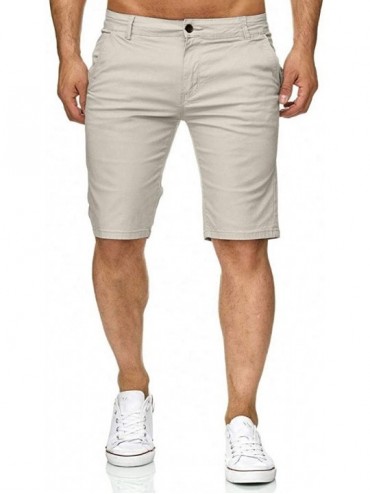 Board Shorts Shorts Men's Summer New Body-Building Solid Colors Shorts Slim Fit Board Shorts - Gray - C818QZ4TDSS $26.86