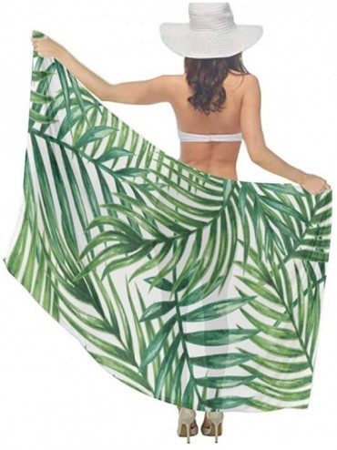 Cover-Ups Women Fahion Swimsuit Bikini Cover Up Sarong- Party Wedding Shawl Wrap - Tropical Palm Leaves - C319C6NRL3X $54.60