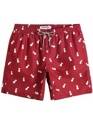 Trunks Mens Quick Dry Printed Short Swim Trunks with Mesh Lining Swimwear Bathing Suits - Pineapple Scarlet - CP199U07QSY $33.79