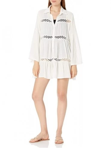 Cover-Ups Women's Rayon Beach Mini Dress Print Kimono Jacket Cardigan Bikini Swimsuit Cover Up Swimwear - White 13 - CF18G6KX...