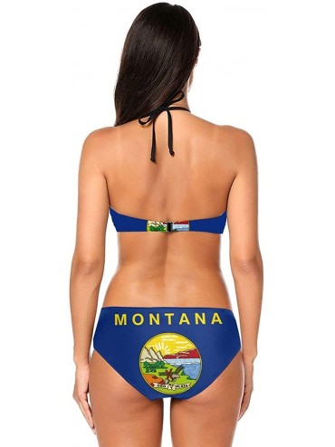 Sets American States Flag Womens Sexy Bikini Set Halter Swiming Suit - Montana State - C11960UD8W4 $25.24