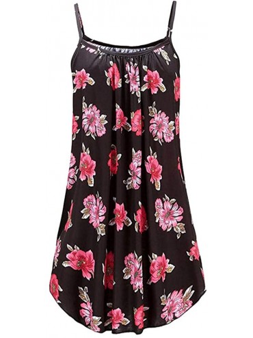 Cover-Ups Women's Boho Sleeveless Tank Dress Floral Spaghetti Strap Summer Beach Casual Loose Short Mini Swing Dresses 02 Red...