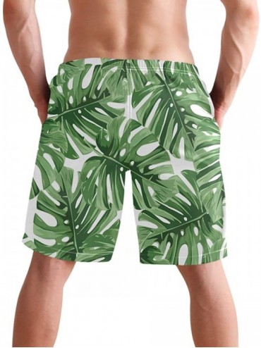 Board Shorts Men's Bald Eagle Swim Trunks Beach Shorts Quick Dry Board Short Swimwear - Palm Leaf - C418SITGY3H $16.26