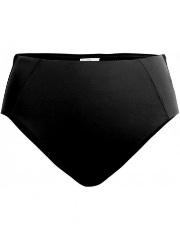 Tankinis Women's Bikini Swimsuit Bottoms - Black High Waisted - CO19640UT8E $14.49