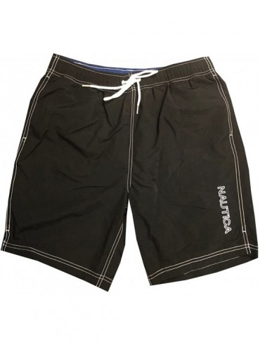 Trunks Mens Quick-Dry Logo Swim Trunk Shorts - Black - CI18EDZK425 $37.16