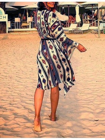 Cover-Ups Swimsuit Cover Ups Kimonos for Women Summer Long Cardigan Bikini Beach Cover Up Printed Maxi Dress - Boho - CF194L5...