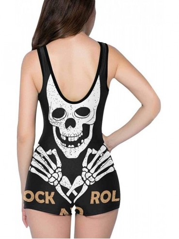 Racing Women's Bathing Suit Tank Top Boyleg One Piece Swimsuit Grunge Rock N Roll Music Skeleton - Style 1 - CB18RKX82YN $33.59