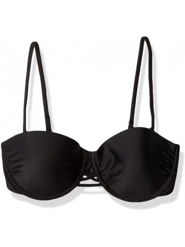 Tops Women's Smoothies Rita Solid Bandeau Bikini Top Swimsuit - Black - CG18697STA4 $67.00