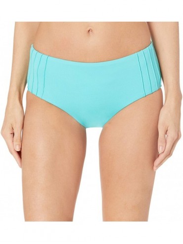 Tankinis Women's Pintucked Wide Side Retro Bikini Bottom Swimsuit - Seafolly Antigua Blue - C018Z3RYZQA $83.53