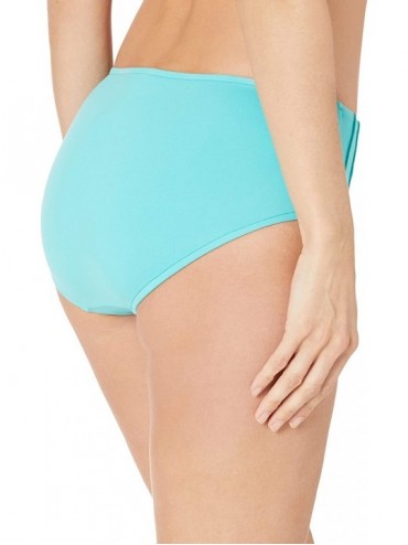 Tankinis Women's Pintucked Wide Side Retro Bikini Bottom Swimsuit - Seafolly Antigua Blue - C018Z3RYZQA $45.66
