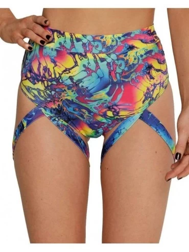 Tankinis High Waisted Strappy Booty Shorts - Optic Realm - CI192M389CW $58.86